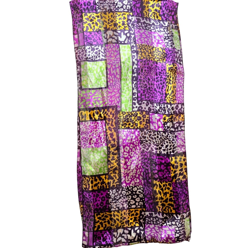 Infinity Scarf Shiny Sheer Purple Leopard Print Wrap Shawl 29"x13"